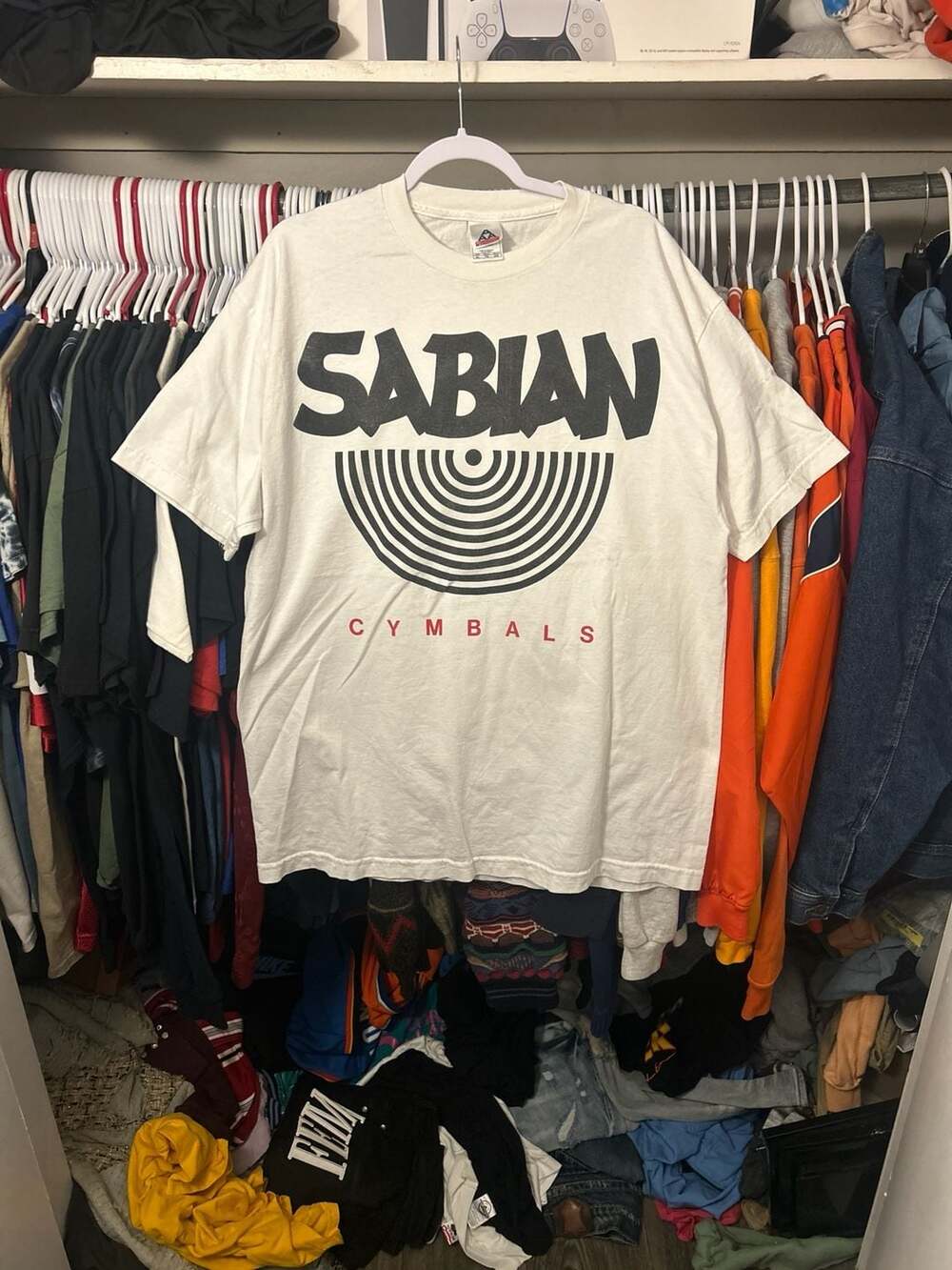 Sabian Cymbals Logo Graphic T-Shirt White Size XL
